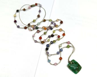 Emerald Carving Choker: Zircon Beaded Gemstone Necklace