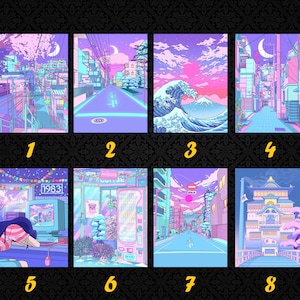 5D DIY Diamond Painting 80S Neon City Street Vaporwave, Korean Street, Moon Anime Decorative 3D Embroidery House Decor Gift