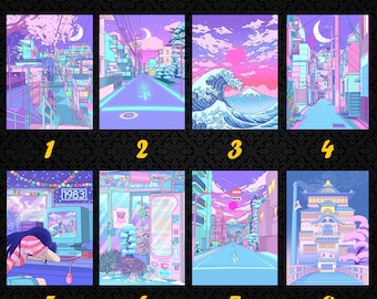 5D DIY Diamond Painting 80S Neon City Street Vaporwave, Korean Street, Moon Anime Decorative 3D Embroidery House Decor Gift