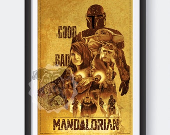 The good the bad the Mandalorian 13 x 19 Kunstdruck