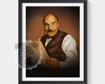 Hercule Poirot reading the paper  8 x 10 Art Print