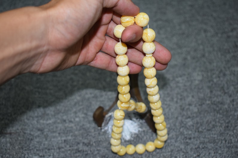 Tasbih Gift Amber Stones Yellow Tasbih Fathers Day Gift size 14mm x 14mm Fathers Day Rosary Yellow Amber Prayer Beads Amber Beads