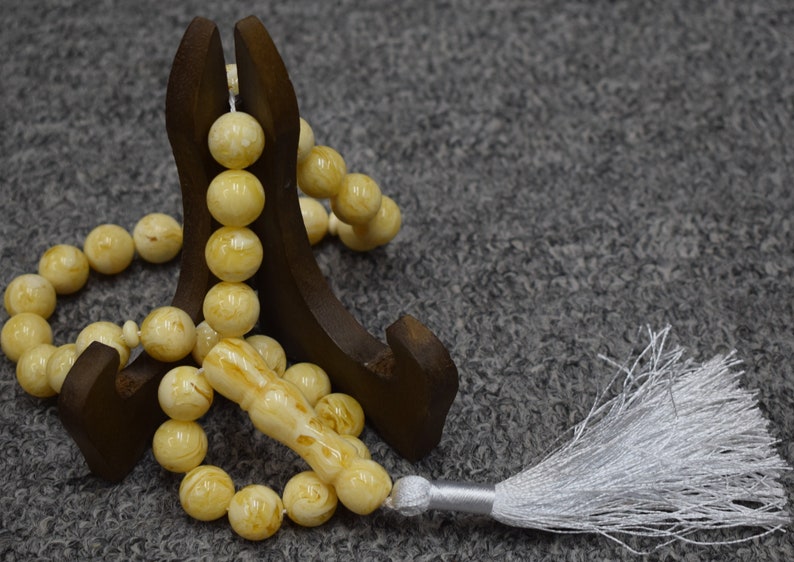 Tasbih Gift Amber Stones Yellow Tasbih Fathers Day Gift size 14mm x 14mm Fathers Day Rosary Yellow Amber Prayer Beads Amber Beads