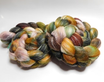 Polwarth, Faux Cashmere, and Bamboo, Hand Dyed, Roving, Combed Top, for Spinning, Felting, 4 ounces, Custom Fiber Base
