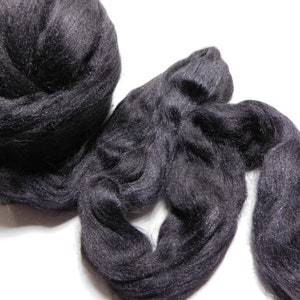 Black Tussah Silk, Combed Top, Roving, for Spinning, Felting, Crafts, 2 ounces