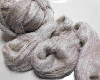 Polwarth, Yak, and Mulberry Silk, Undyed, Bare, Combed Top, Roving, for Spinning, Felting, 4 ounces