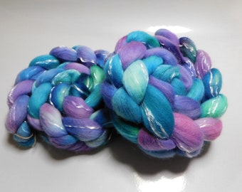 Merino and Tencel, Hand Dyed, Roving, Combed Top, for Spinning, Felting, 4 ounces