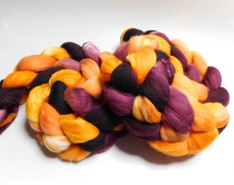 18.5 Micron Merino and Mulberry Silk, Hand Dyed, Roving, Combed Top, for Spinning, Felting, 4 ounces