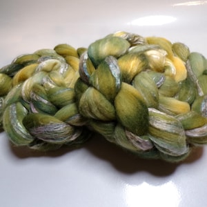 18.5 Micron Merino and Mulberry Silk, Hand Dyed, Roving, Combed Top, for Spinning, Felting, 4 ounces