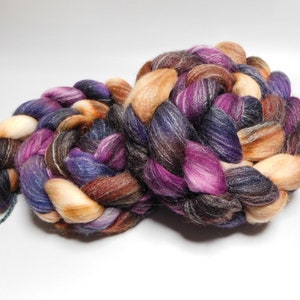Polwarth, Faux Cashmere, and Bamboo, Hand Dyed, Roving, Combed Top, for Spinning, Felting, 4 ounces, Custom Fiber Base