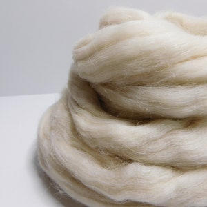 Baby Llama, Cria, White, Undyed, Bare, Combed Top, Roving, for Spinning, Felting, Crafting, 4 ounces image 1