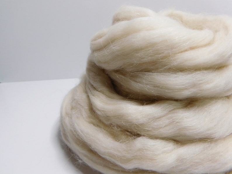 Baby Llama, Cria, White, Undyed, Bare, Combed Top, Roving, for Spinning, Felting, Crafting, 4 ounces image 1