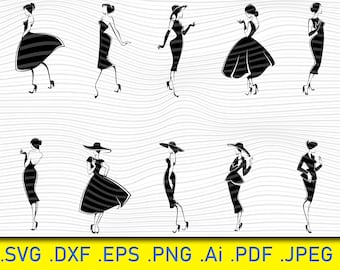 Vintage Women Clipart mother grandmother woman clipart ladies Digital Clipart 1950s 1940s clip art instant download PNG files 219