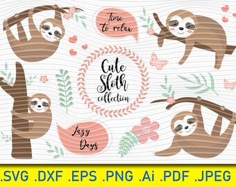 Download Lazy Sloth Svg Etsy