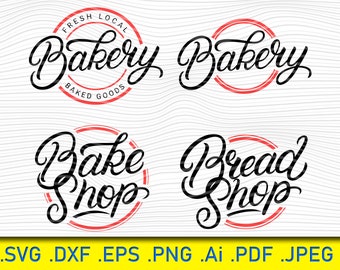 Bakery Shop Lettering Logo: Vintage Calligraphy SVG Files