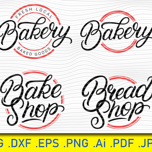 Set Bakery, Bake shop, Bread shop, lettering logo, Calligraphy vintage, Cooking svg cutting files, Vintage Bakery, Bakery elements, Baking