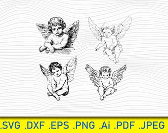 Baby Angel Clipart: Cupid SVG, Tattoo, Logo (Digital Files)
