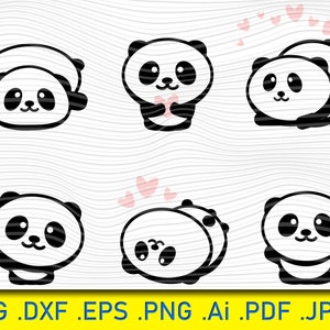 Panda Svg, Panda SVG Bundle, Panda orso svg, Panda dxf, Panda png, Panda eps, Animale Svg, Testa di panda svg, Faccia di panda svg, Dxf, Png, Vettore