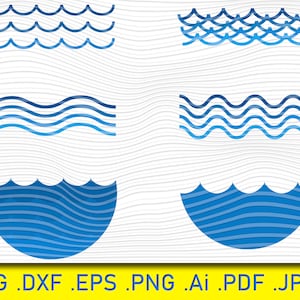 Wave SVG Bundle, Wave SVG, Wave Clipart, Wave Cut Files For Silhouette, Files for Cricut, Wave Vector, Ocean Waves Svg, Dxf, Png, Wave