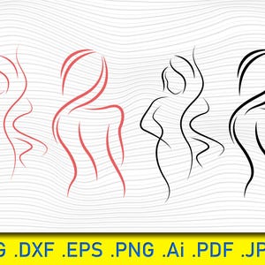 Linea artistica del corpo femminile, bundle design download digitale SVG PNG EPS / file di taglio, clip art, vettore, Cricut / figura di positività del corpo, donna elegante