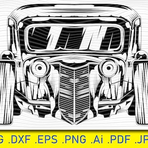 Hot Rod SVG, Vintage Car SVG, Muscle Car Silhouette, Retro Car svg, Hot Rod Cut files, Hot Rod DXF, Classic Car Vector, Svg files for Cricut