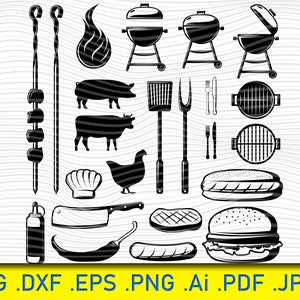 Grillen, Erholung im Freien, Schweinefleisch, Burger, gebackenes Fleisch, Koch, Wurst im Teig, Feuer, BBQ svg, Bbq svg bündel, Grillen svg, Bbq cut-Datei