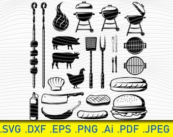BBQ Grill Vector Clipart, Summer Outdoor (svg, png, eps)