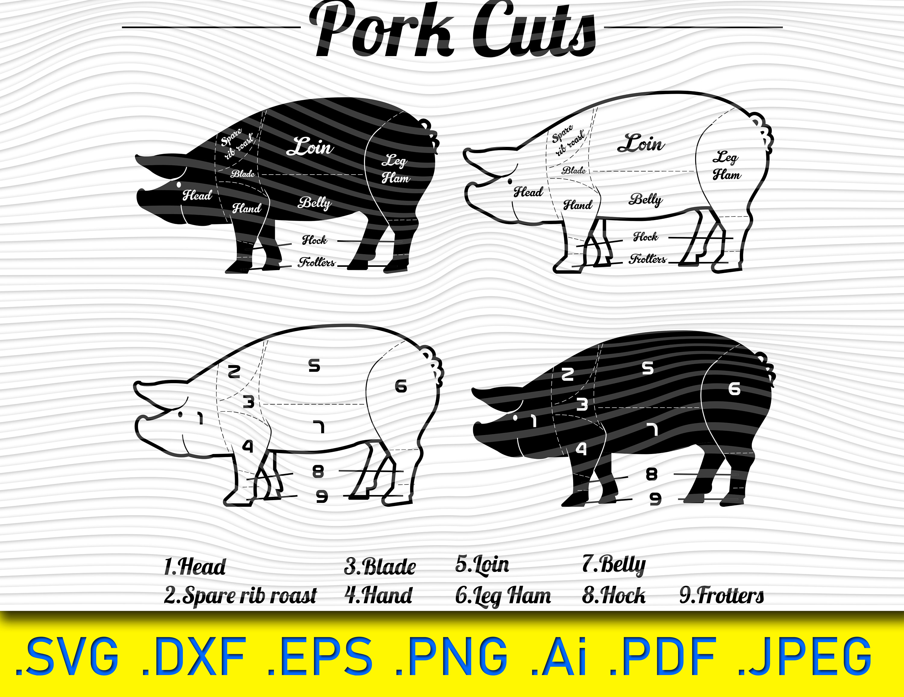 pig carving diagram