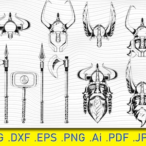 Viking Bundle SVG Files For Cricut, Nordic Vikings svg Clipart , Viking Helmet silhouette Files SVG Image Eps, Png ,Dxf Stencil Clip Art