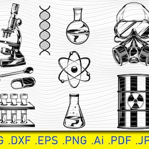 Éléments de chimie, molécule, icône de l&#39;atome, ADN SVG Bundle, ADN dxf, ADN png, ADN eps, ADN fichiers coupés, gène svg, svg molécule, science svg, Png