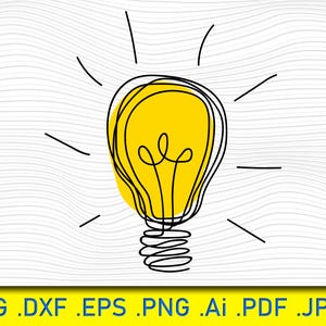 Lampadina SVG: cartello con idea disegnata a mano, file Cricut (download digitale)