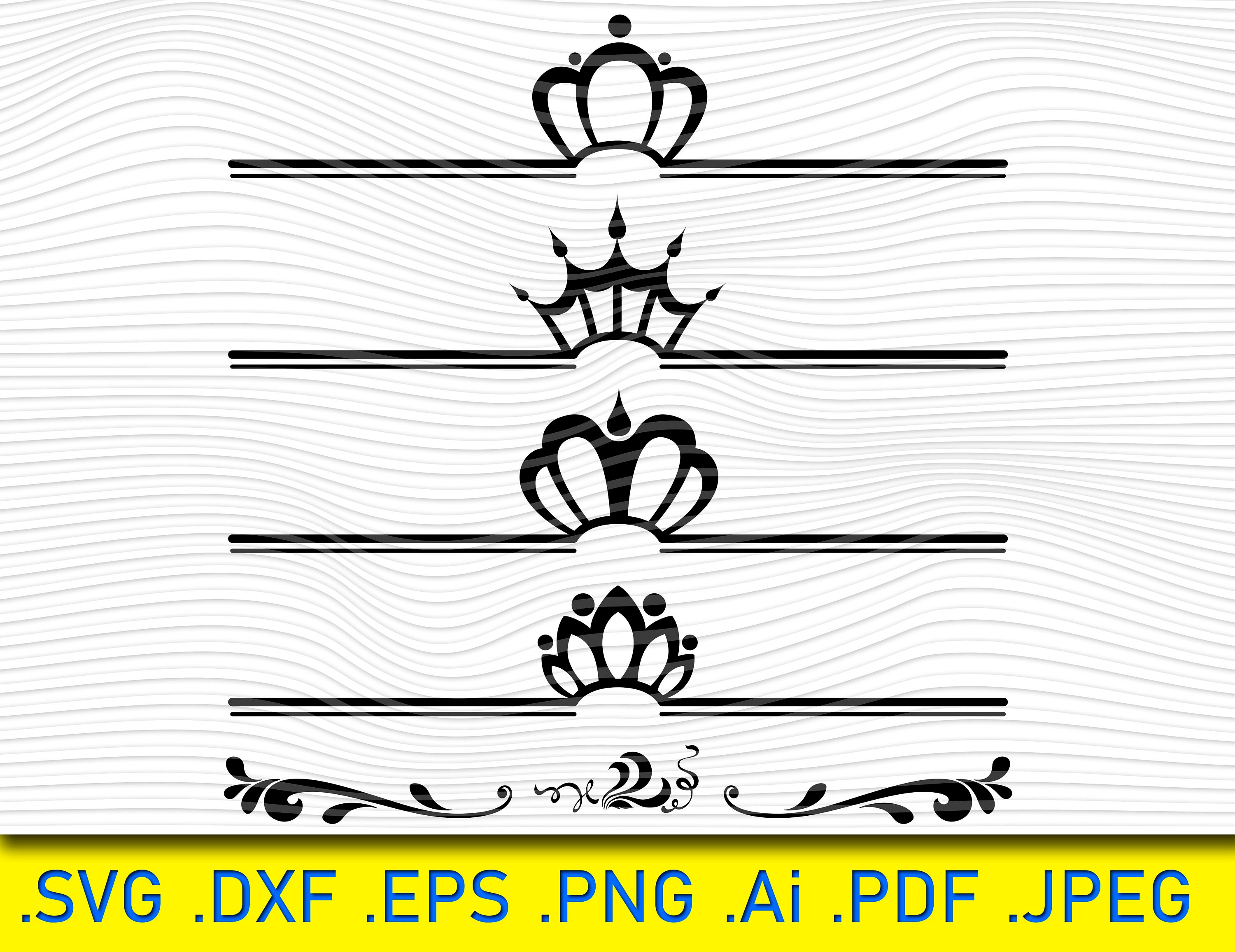 Download Ornaments with Crowns svg Swirl SVG Flourish SVG Swoosh | Etsy