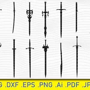14 Sword bundle svg,Sword svg,Sword clipart,Sword vector,Sword silhouette,Weapon svg,Weapon vector,Weapon silhouette,Knife svg,Knife clipart