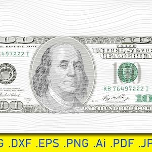 100 Dollars 2 Seiten, hohe Qualität, Bild-Vektorgrafik, handgezeichnete Linien, Geld svg, Bargeld svg, Währung svg, Geschäftspartner und Beziehungen