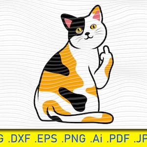 Funny Cat Meme SVG: Middle Finger Silhouette Clipart (Digital Download)