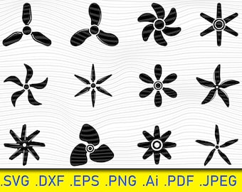 12 Plane Propellers SVG Bundle: Aviation Motion Symbols (Digital Download)