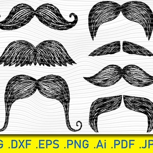 Mustache SVG Bundle, Moustache SVG, Mustache Clipart, Cut Files For Silhouette, Files for Cricut, Facial Hair, Vector, Moustache Svg, Design
