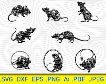 Rat SVG, Mouse Svg, Rodent Svg, Rat Clipart, Rat Files for Cricut, Rat Cut Files For Silhouette, Rat Dxf, Rat Png, Rat Eps, Rat Vector , Svg