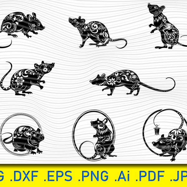 Rat SVG, Mouse Svg, Rodent Svg, Rat Clipart, Rat Files for Cricut, Rat Cut Files For Silhouette, Rat Dxf, Rat Png, Rat Eps, Rat Vector , Svg