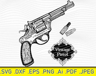 Pistols svg, Gun Logo, Revolver SVG, Gun SVG, Pistol SVG, Weapon Svg, Revolver Clipart, Gun Files for Cricut, Gun Bullet Firearm Pistol