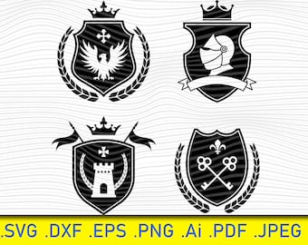 Emblema de caballero SVG: diseños de escudos de armas (descarga digital)