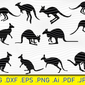 Känguru SVG Bundle, Tier svg, Australien Wild Life, Känguru Schnittdateien für Silhouette, Dateien für Cricut, Känguru Vektor, Dxf, Png, Design
