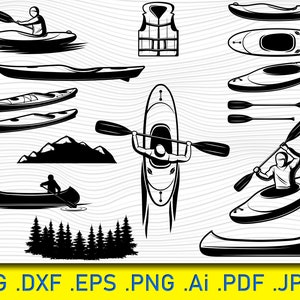 Kayak svg, Kayak vector, Kayak digital Kayak download Kayak silhouette Kayaking svg Kayak cut files Kayak clipart Kayak bundle Kayak hobby