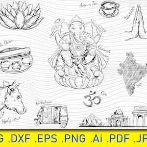 17 India sign Svg, Yoga Symbol Svg, Lotus Flower Svg, Hinduism Svg, Religion symbol, Mandala Svg, Hamsa hand Svg, Omn Dxf, Png, Eps, Vectors