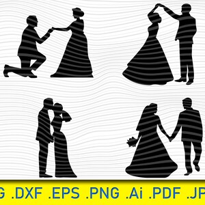 Wedding Couple Silhouettes SVG, bruid en bruidegom, split clipart, geluk svg, Wedding SVG, Split Wedding SVG, de heer en mevrouw, Bruid Svg, svg, png