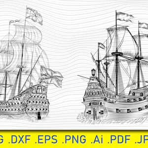 Ship SVG Bundle, Ship SVG, Sailing Ships Clipart, Ship Cut Files For Silhouette,Vintage ship Drawing, Ship Vector files, Ship Silhouette,SVG