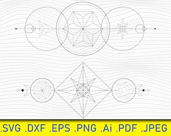 Geometric astrological symbols, Sacred geometry set, Sacred Symbols SVG , Silhouette Vector Mystical Set . Magic Geometric Shapes. Svg , dxf