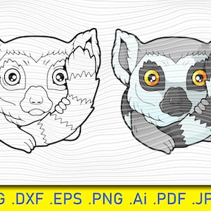Lemur, Madagascar Animal, zoo, Lemur SVG, Lemur Clipart, Lemur Files for Cricut, Lemur Cut Files For Silhouette, Lemur Dxf, Lemur Png, Lemur