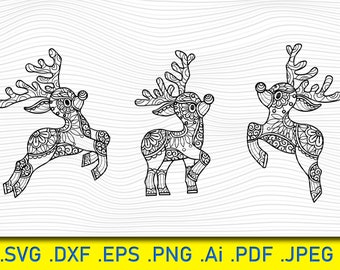 Christmas Reindeer Svg, Holiday Reindeer Svg, Reindeer Png, Reindeer Dxf, Christmas Svg, Reindeer Clipart, Reindeer Cricut, Cameo Cut File