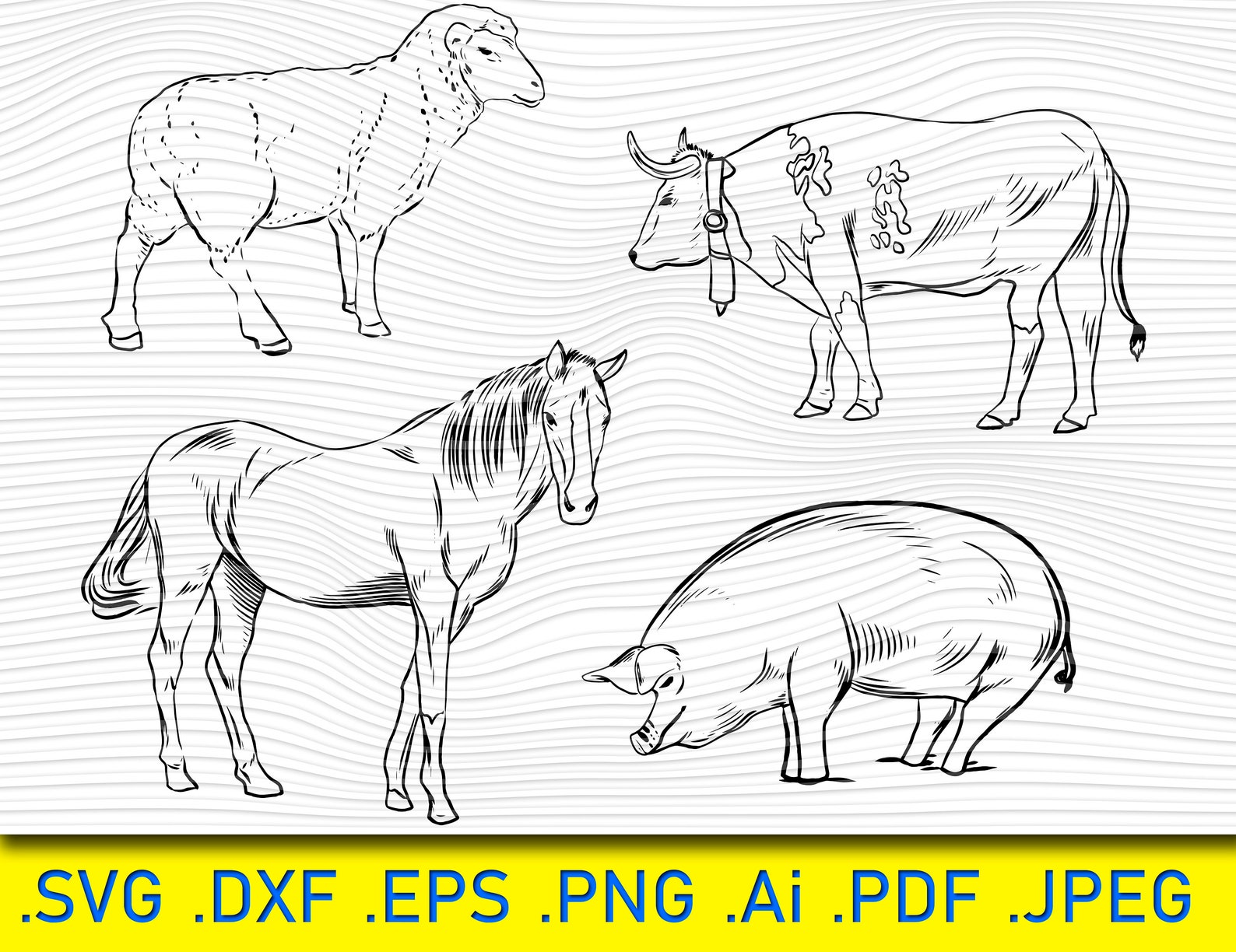 Farm Animal Silhouette Vectors SVG Svg Dxf Cricut - Etsy